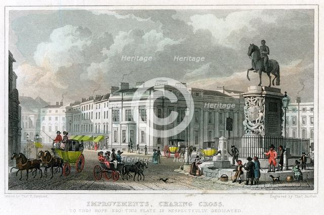 Improvements, Charing Cross, Westminster, London, 1828.Artist: Thomas Barber