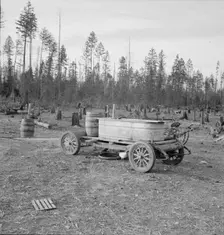 Improved water tank on stump ranch, Boundary County, Idaho, 1939. Creator: Dorothea Lange