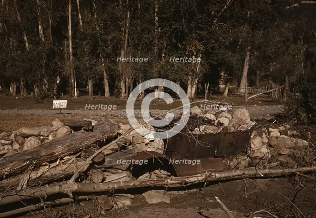 Improvised protection for a stream bank, Ridgway, Colorado, 1940. Creator: Russell Lee.
