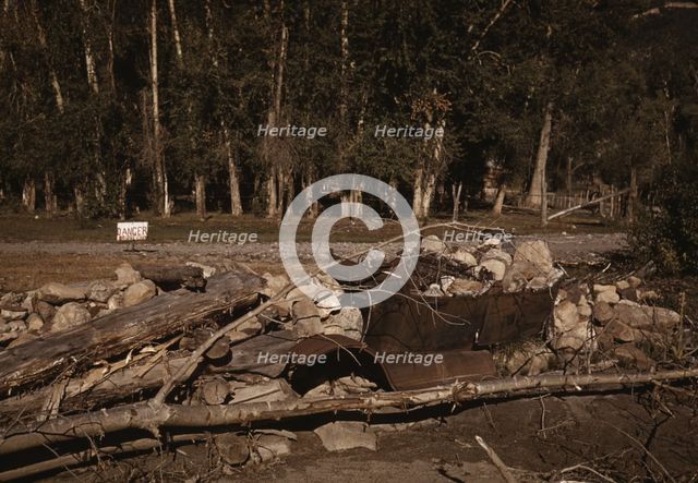 Improvised protection for a stream bank, Ridgway, Colorado, 1940. Creator: Russell Lee.