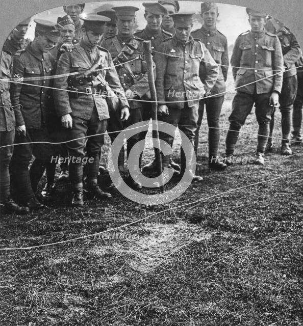 Impression of a body in the ground, Billericay, Essex, World War I, 1916. Artist: Realistic Travels Publishers