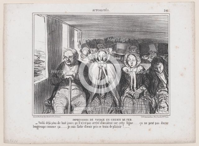 Impressions de Voyage en Chemin de Fer, from Actualités, published in Le Chari..., November 9, 1855. Creator: Honore Daumier.