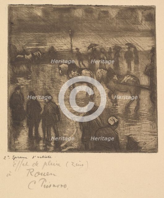 Impressions of Rain, Rouen, 1883. Creator: Camille Pissarro.