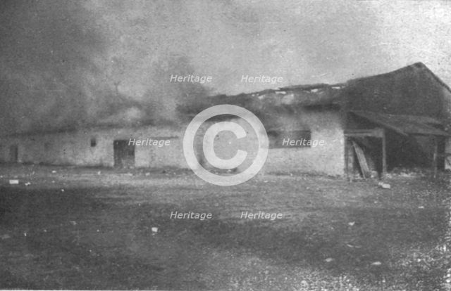 ''Impressions Macedoniennes; Casernes de Guevgueli en flammes, decembre 1915.', 1915. Creator: Unknown.