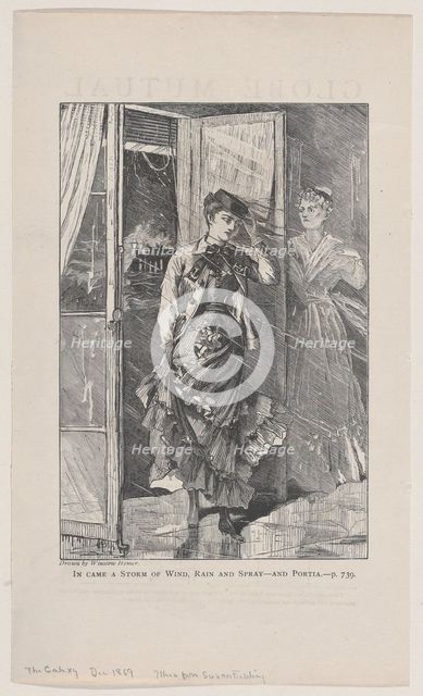 In Came a Storm of Wind, Rain and Spray - and Portia (The Galaxy, An Illustrated ..., December 1869. Creator: Unknown.