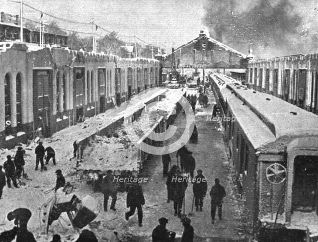 In Canada: The Halifax Explosion;  North Street Station, where the victims were numerous, 1917. Creator: Unknown.