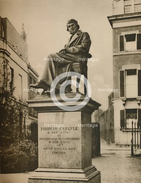 'In Cheyne Walk Gardens Thomas Carlyle Eternally Ponders Philosophy', c1935. Creator: Donald McLeish.