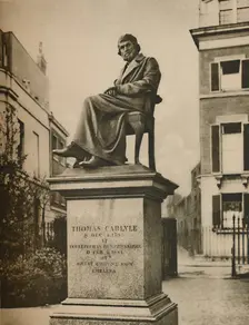 In Cheyne Walk Gardens Thomas Carlyle Eternally Ponders Philosophy c1935. Creator: Donald McLeish