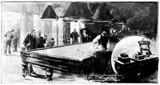 In Clubland - No. V: the Travellers Club - in the billiard-room; a game of pool, 1898. Creator: Unknown