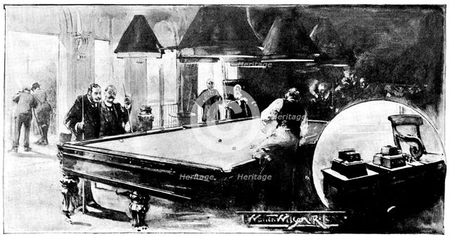 In Clubland - No. V: the Travellers' Club - in the billiard-room; a game of pool, 1898. Creator: Unknown.