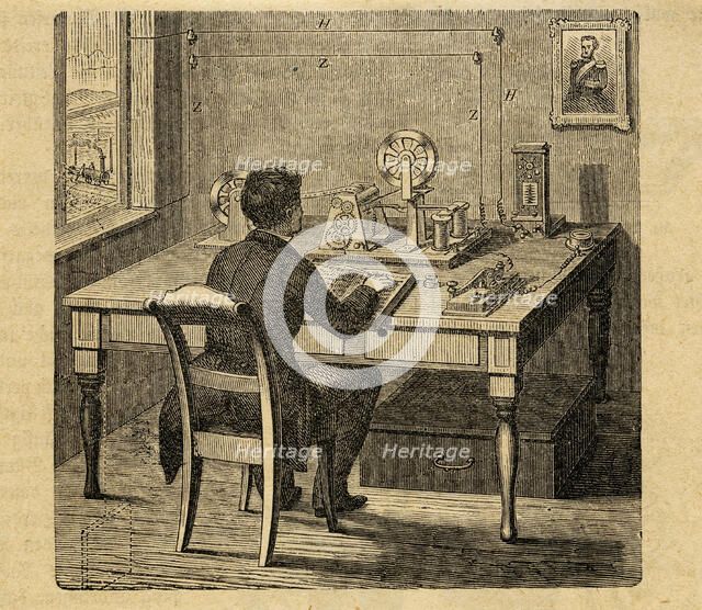 In a telegraph office, arrival of the dispatch, c1850. Creator: Anonymous.