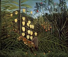 In a tropical Forest. Struggle between Tiger and Bull 1908-1909. Artist: Henri Rousseau