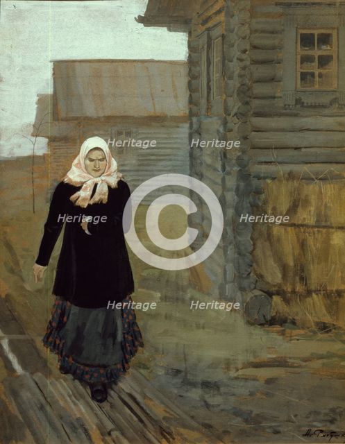 In a country village. Going to church, 1903. Artist: Ryabushkin, Andrei Petrovich (1861-1904)