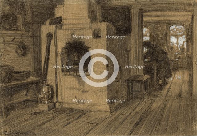 In a Hut on the Outskirts of Irkutsk, 1904. Creator: Boris Vasilievich Smirnov.