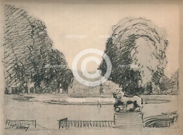 'In a melancholy frame of old clipped trees', c1927, (1927). Artist: Henry Franks Waring.