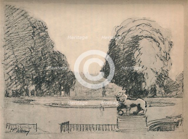 'In a melancholy frame of old clipped trees', c1927, (1927). Artist: Henry Franks Waring.