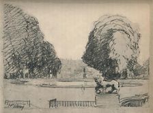 In a melancholy frame of old clipped trees c1927, (1927). Artist: Henry Franks Waring