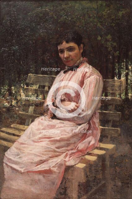 In a park. (Portrait of the artist's wife). Artist: Yaroshenko, Nikolai Alexandrovich (1846-1898)