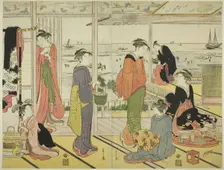 In a Pleasure House in Shinagawa (Shinagawa no rojo), late 18th-early 19th century. Creator: Hosoda Eishi