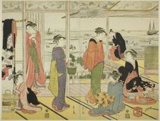 In a Pleasure House in Shinagawa (Shinagawa no rojo), late 18th-early 19th century. Creator: Hosoda Eishi