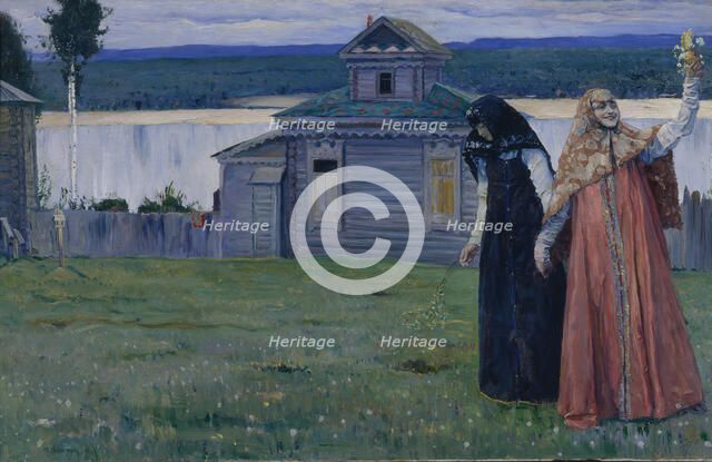 In a secluded monastery (Sisters), 1915. Creator: Nesterov, Mikhail Vasilyevich (1862-1942).