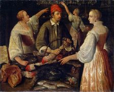 In a shop late 16th or early 17th century. Artist: Lodewijk Toeput