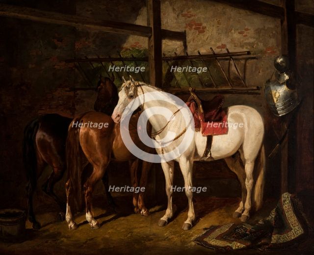 In a Stable, c1868. Creator: Jozef Brodowski.