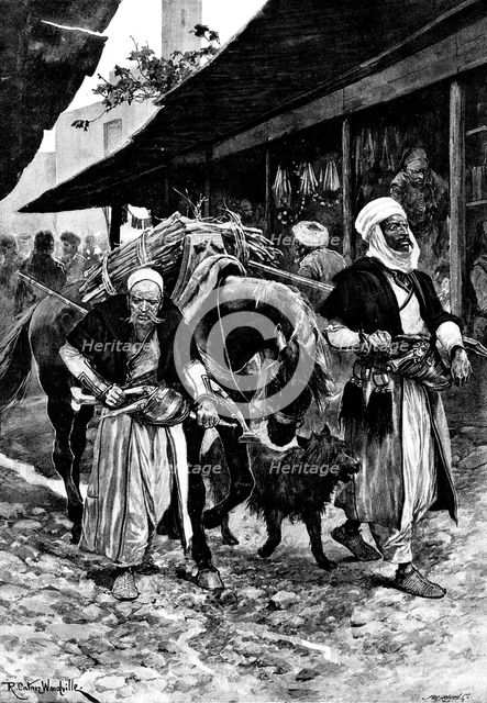 In an Albanian Bazaar - by R. Caton Woodville, 1895. Creator: Unknown.