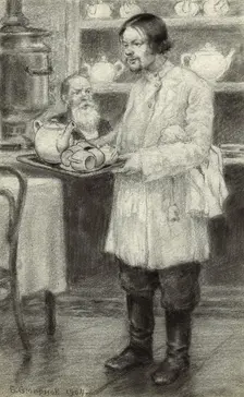 In an Inn on the Outskirts of Krasnoyarsk, 1904. Creator: Boris Vasilievich Smirnov