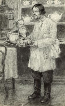 In an Inn on the Outskirts of Krasnoyarsk, 1904. Creator: Boris Vasilievich Smirnov