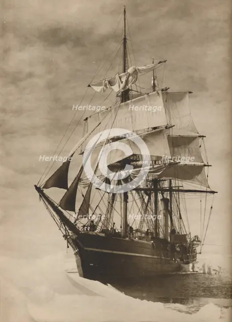 'In an icefield, a superb illustration of the celebrated whaler Terra Nova', 1936. Creator: Unknown.