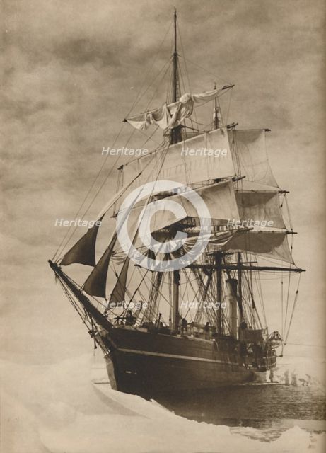 'In an icefield, a superb illustration of the celebrated whaler Terra Nova', 1936. Creator: Unknown.
