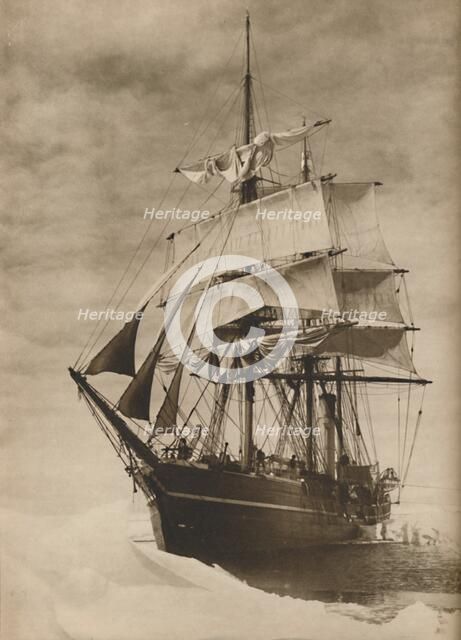 'In an icefield, a superb illustration of the celebrated whaler Terra Nova', 1936. Creator: Unknown.