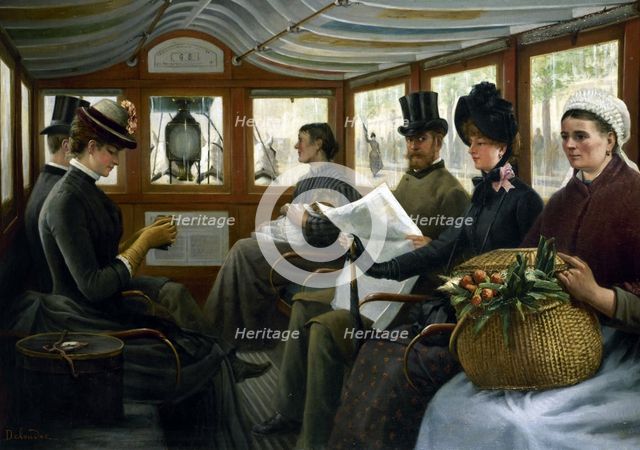 In an Omnibus, 1885. Creator: Delondre, Maurice (active 1880s).