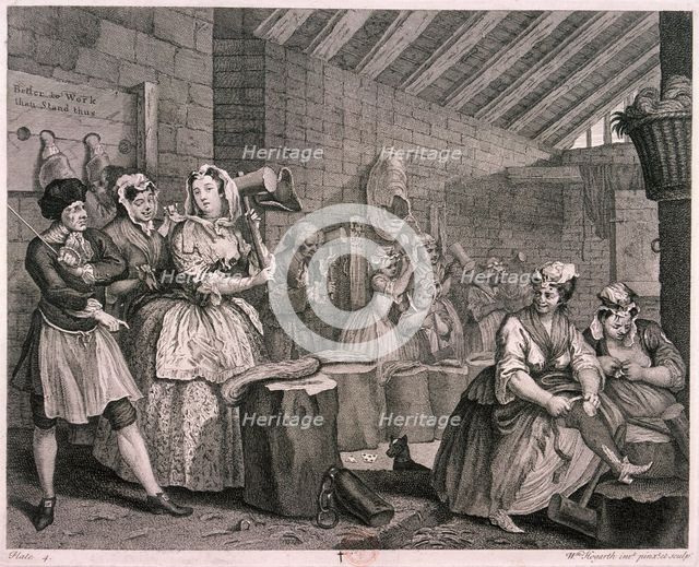 'In Bridewell beating hemp', plate IV of The Harlot's Progress, 1732. Artist: William Hogarth