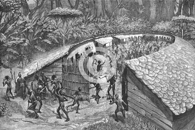 "In Darkest Africa" - Illustrations from Mr Stanley's Great Book, Iyugu: A Call to Arms, 1890. Creator: Unknown.
