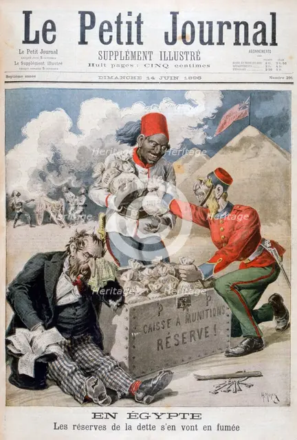 'In Egypt: The Reserves of the Debt Going up in Smoke', 1896. Artist: Henri Meyer