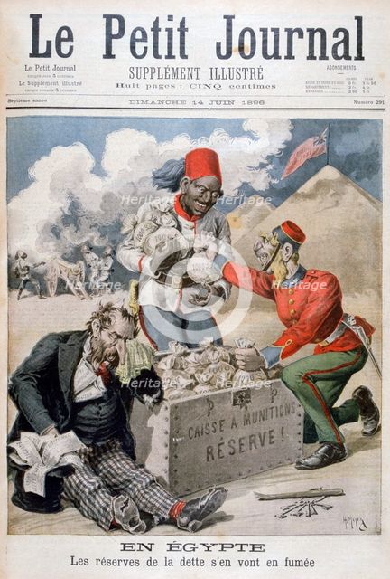 'In Egypt: The Reserves of the Debt Going up in Smoke', 1896. Artist: Henri Meyer