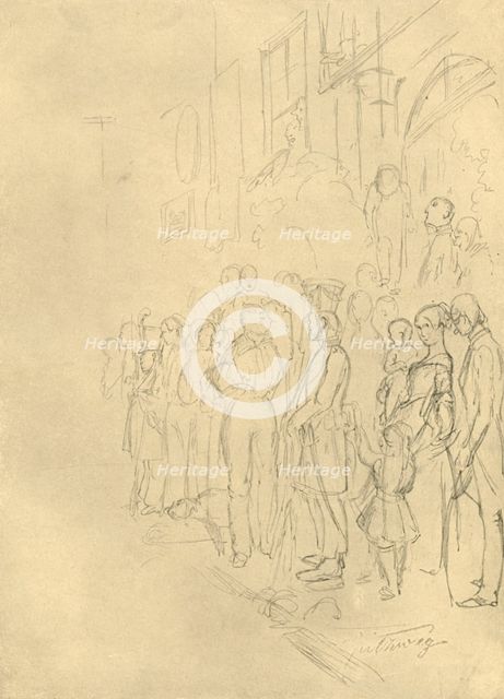 'In Erwartung der Prozession', mid-late 19th century, (c1924). Creator: Carl Spitzweg.