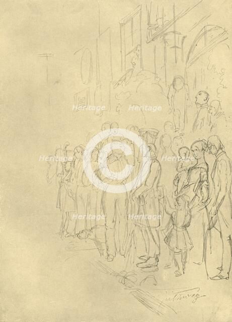 'In Erwartung der Prozession', mid-late 19th century, (c1924). Creator: Carl Spitzweg.