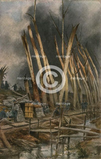 In Flanders; The Yser offensive (1917), French front line near Het-Sas..., 1917. Creator: Unknown.