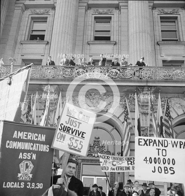 In front of city hall, San Francisco, California , 1939. Creator: Dorothea Lange.