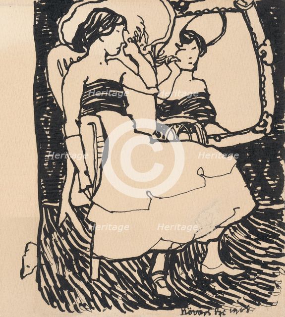 In front of mirror III., 1908. Creator: Konstantín Kövári-Kacmarik.