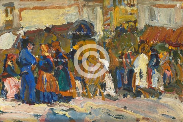In Front of Saint George's in Lviv (Sketch), 1907. Creator: Fryderyk Pautsch.