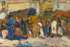 In Front of Saint George's in Lviv (Sketch), 1907. Creator: Fryderyk Pautsch