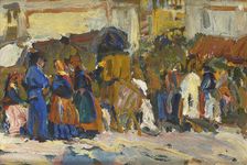 In Front of Saint George's in Lviv (Sketch), 1907. Creator: Fryderyk Pautsch