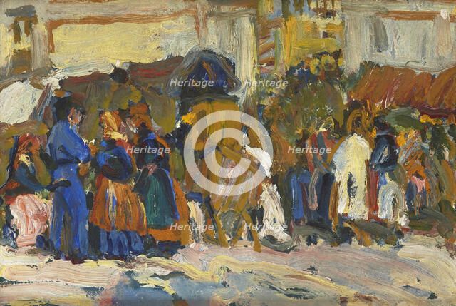 In Front of Saint George's in Lviv (Sketch), 1907. Creator: Fryderyk Pautsch.