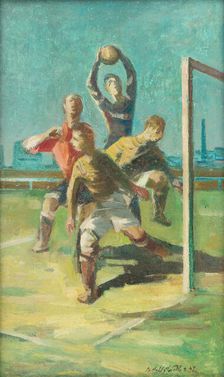 In front of the goal, 1942. Creator: Bedrich Hoffstädter