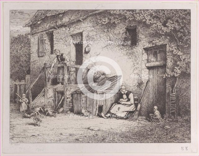 In Front of the House, 1845. Creator: Charles Emile Jacque.