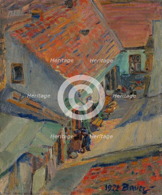 In front of the house, 1922. Creator: Konstantin Bauer.